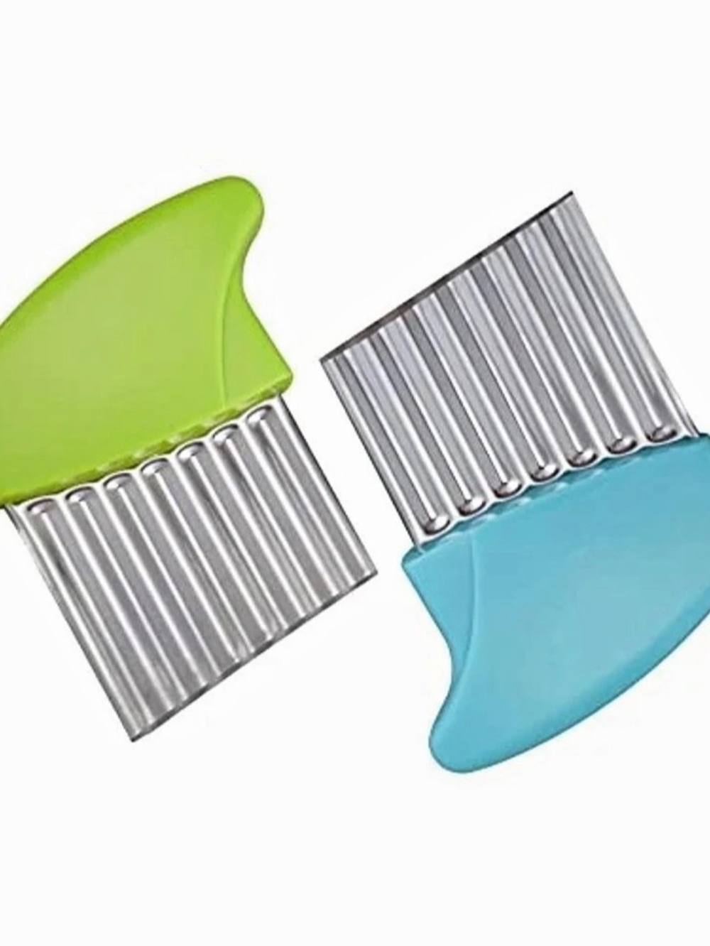 Crinkle Cutter, Stainless Steel Waffle Fry Cutter, Wavy Chopper for Veggies 2 Pc